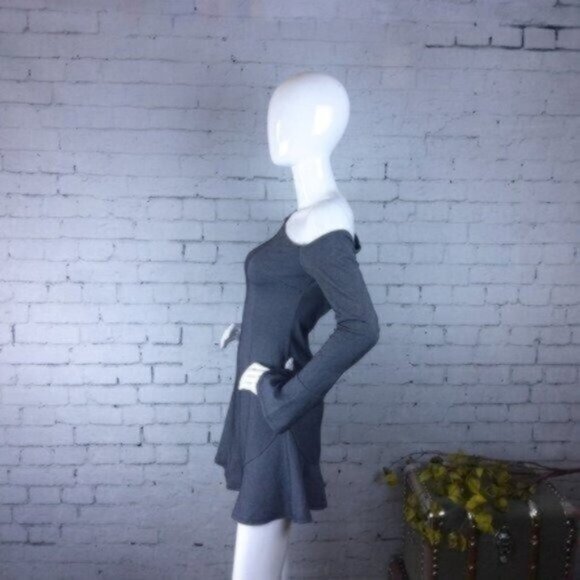 Bobi Black Asymmetrical Bell Sleeve Skater Dress Small - Picture 3 of 5